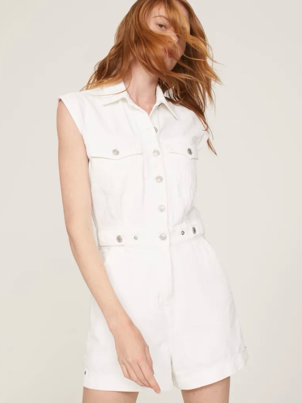 7 For All Mankind Sleeveless Balloon Romper in White Size XS
